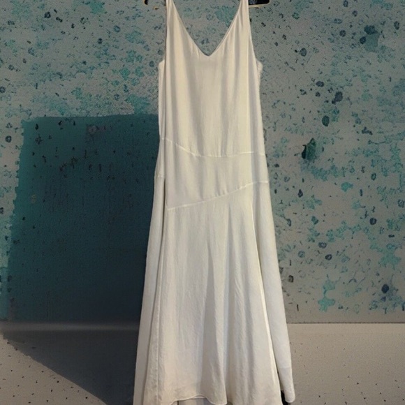 Theory Ivory Asymmetric V Neck long Dress - Picture 9 of 9